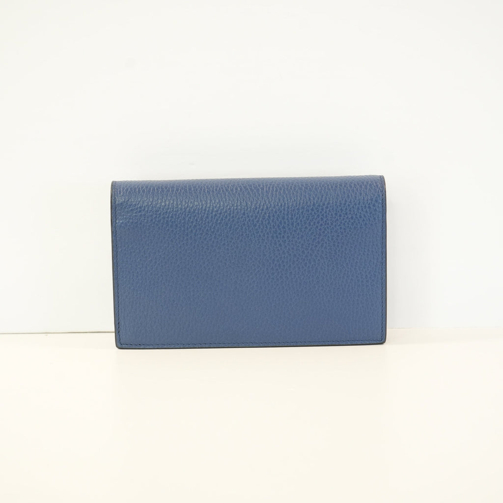 Gucci Dollar Blue Calfskin Interlocking G Wallet On Chain Gold Hardware