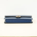Gucci Dollar Blue Calfskin Interlocking G Wallet On Chain Gold Hardware