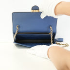 Gucci Dollar Blue Calfskin Interlocking G Wallet On Chain Gold Hardware