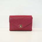 Chanel Burgundy Cheveron Leather Envelope Bag W/Dustbag