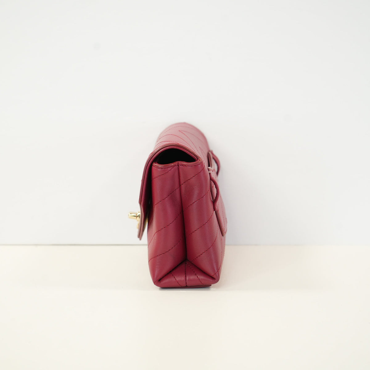 Chanel Burgundy Cheveron Leather Envelope Bag W/Dustbag
