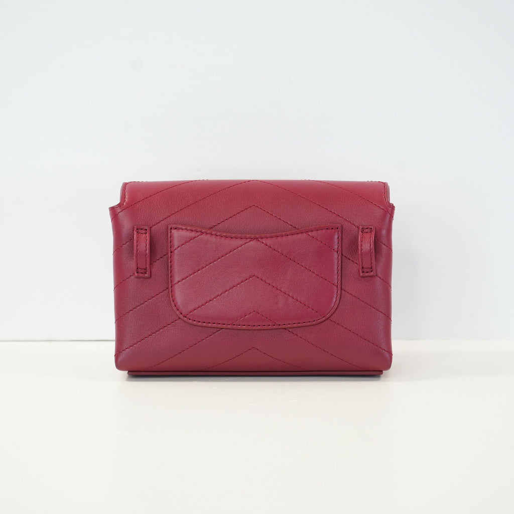 Chanel Burgundy Cheveron Leather Envelope Bag W/Dustbag