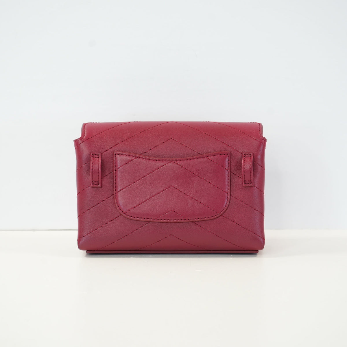 Chanel Burgundy Cheveron Leather Envelope Bag W/Dustbag