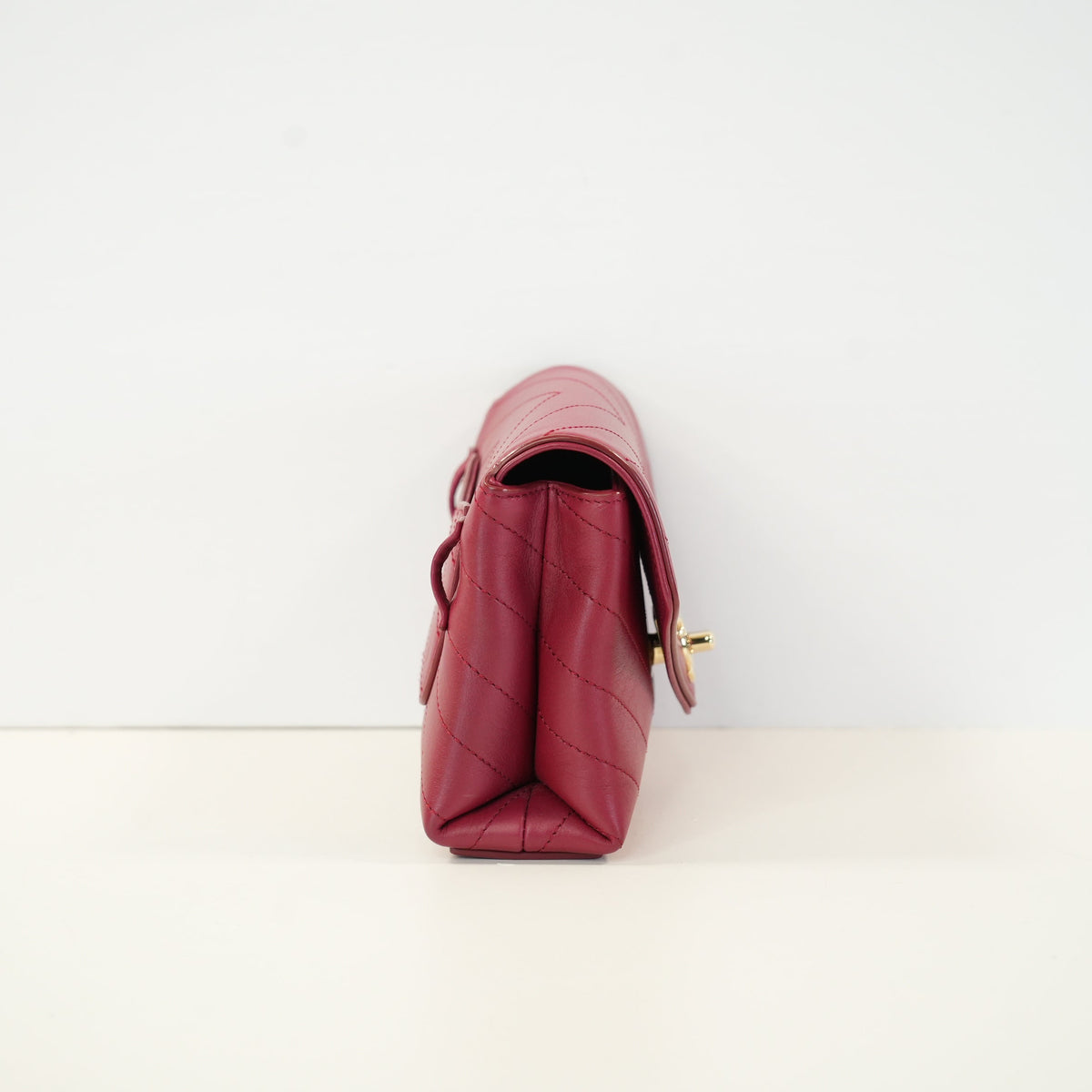 Chanel Burgundy Cheveron Leather Envelope Bag W/Dustbag