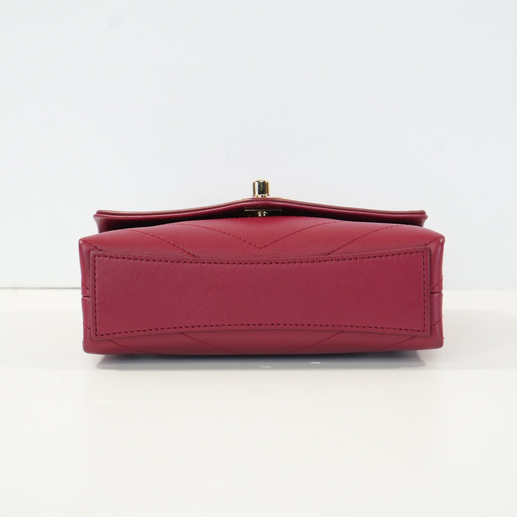 Chanel Burgundy Cheveron Leather Envelope Bag W/Dustbag
