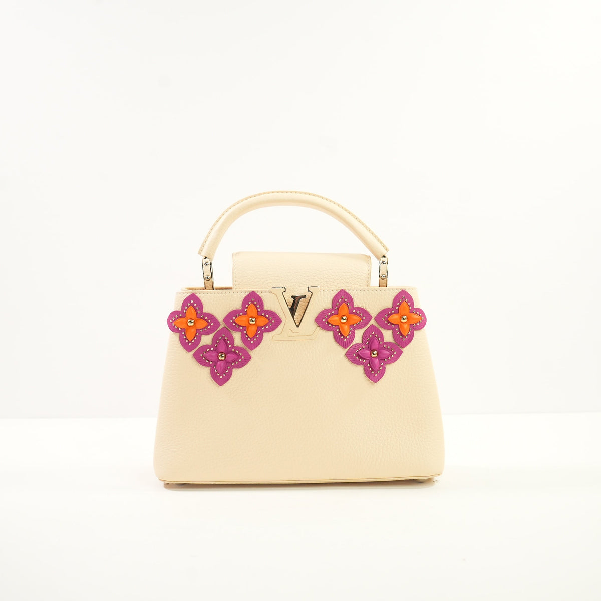 Louis Vuitton Taurillon Mechanical Flowers Capuchines BB in Dune W/Dustbag