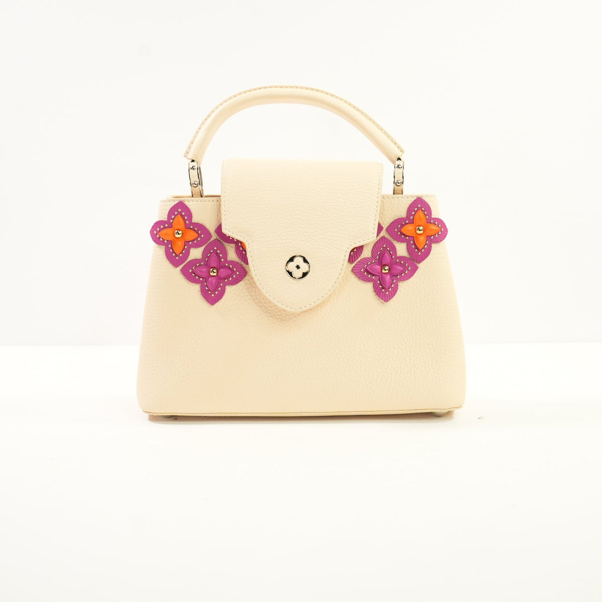 Louis Vuitton Taurillon Mechanical Flowers Capuchines BB in Dune W/Dustbag