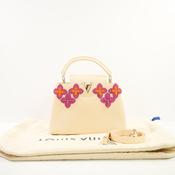 Louis Vuitton Taurillon Mechanical Flowers Capuchines BB in Dune W/Dustbag