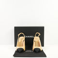 Chanel Goatskin Grosgrain Pointed Cap Toe CC, 40 Full Set