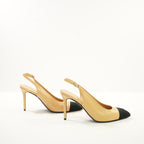 Chanel Goatskin Grosgrain Pointed Cap Toe CC, 40 Full Set