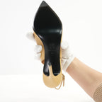 Chanel Goatskin Grosgrain Pointed Cap Toe CC, 40 Full Set