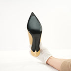 Chanel Goatskin Grosgrain Pointed Cap Toe CC, 40 Full Set