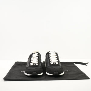 Chanel Black Nylon & Suede Athletic Sneakers With Dustbag And Spare Laces 38 1/2