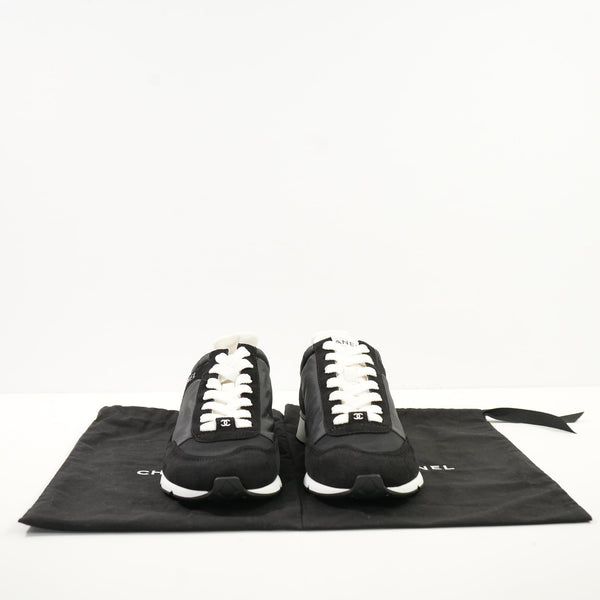 Chanel Black Nylon & Suede Athletic Sneakers With Dustbag And Spare Laces 38 1/2