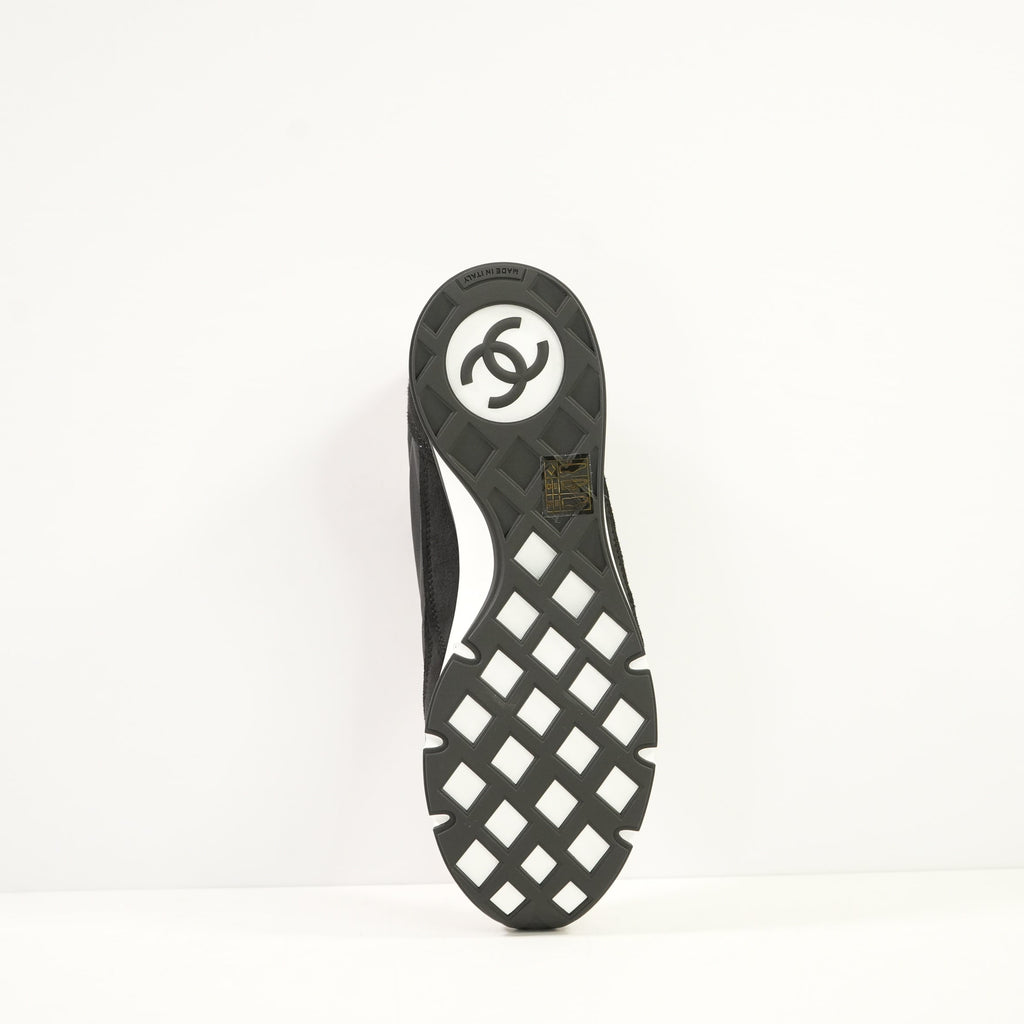 Chanel Black Nylon & Suede Athletic Sneakers With Dustbag And Spare Laces 38 1/2