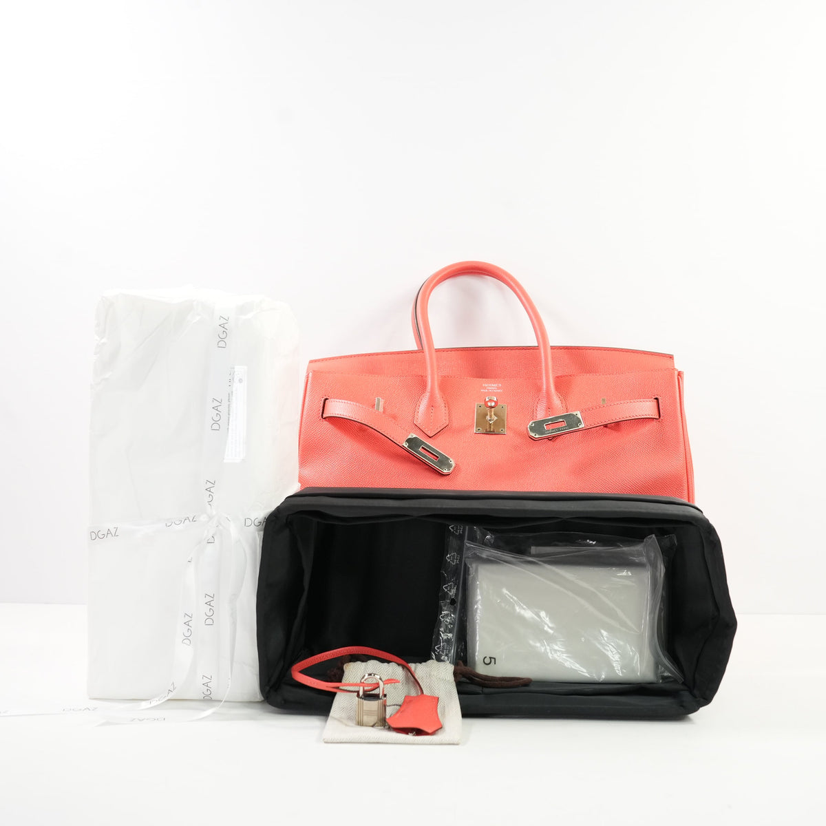 Hermes Birkin 35 Rose Jaipur Epsom Leather Palladium Hardware, Full Set