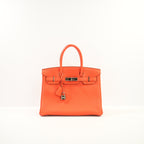 Hermes Rouge Tomate Togo Birkin 30, Palladium Clemence Leather (X, 2016) Full Set