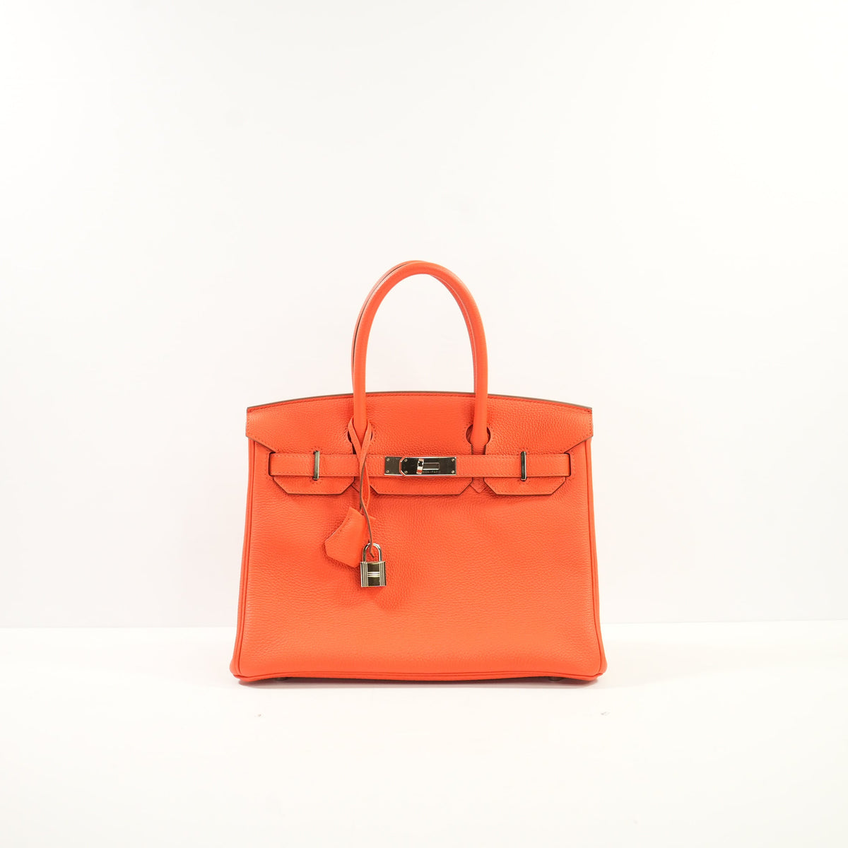 Hermes Rouge Tomate Togo Birkin 30, Palladium Clemence Leather (X, 2016) Full Set