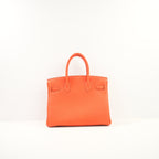 Hermes Rouge Tomate Togo Birkin 30, Palladium Clemence Leather (X, 2016) Full Set