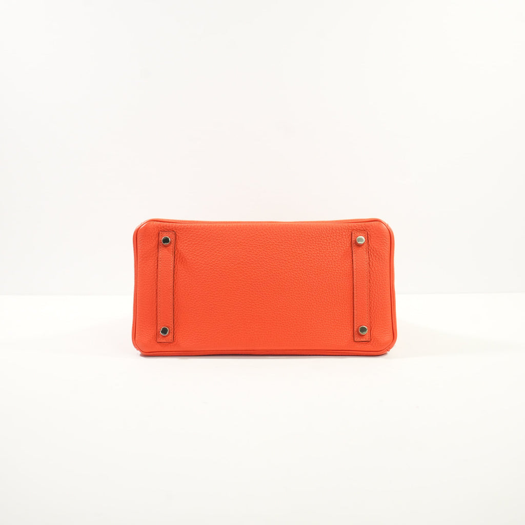 Hermes Rouge Tomate Togo Birkin 30, Palladium Clemence Leather (X, 2016) Full Set