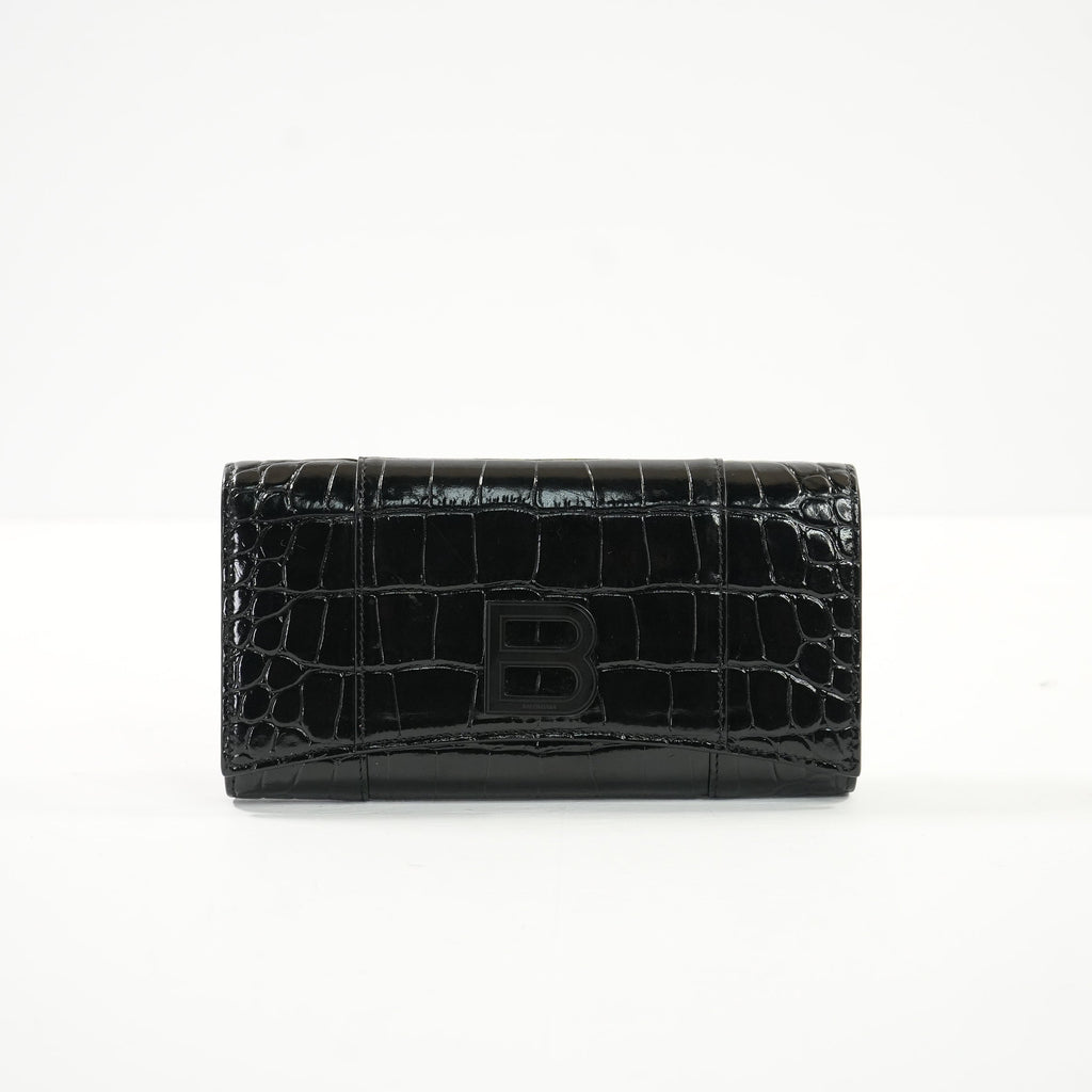 Balcenciaga Hourglass Continental Black Wallet
