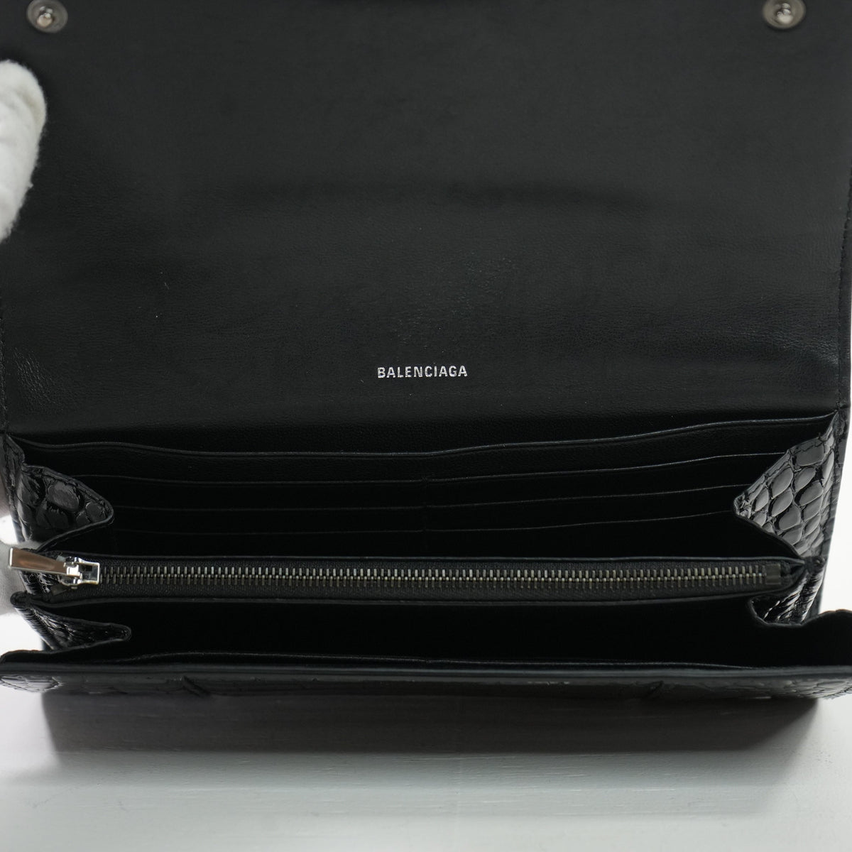 Balcenciaga Hourglass Continental Black Wallet