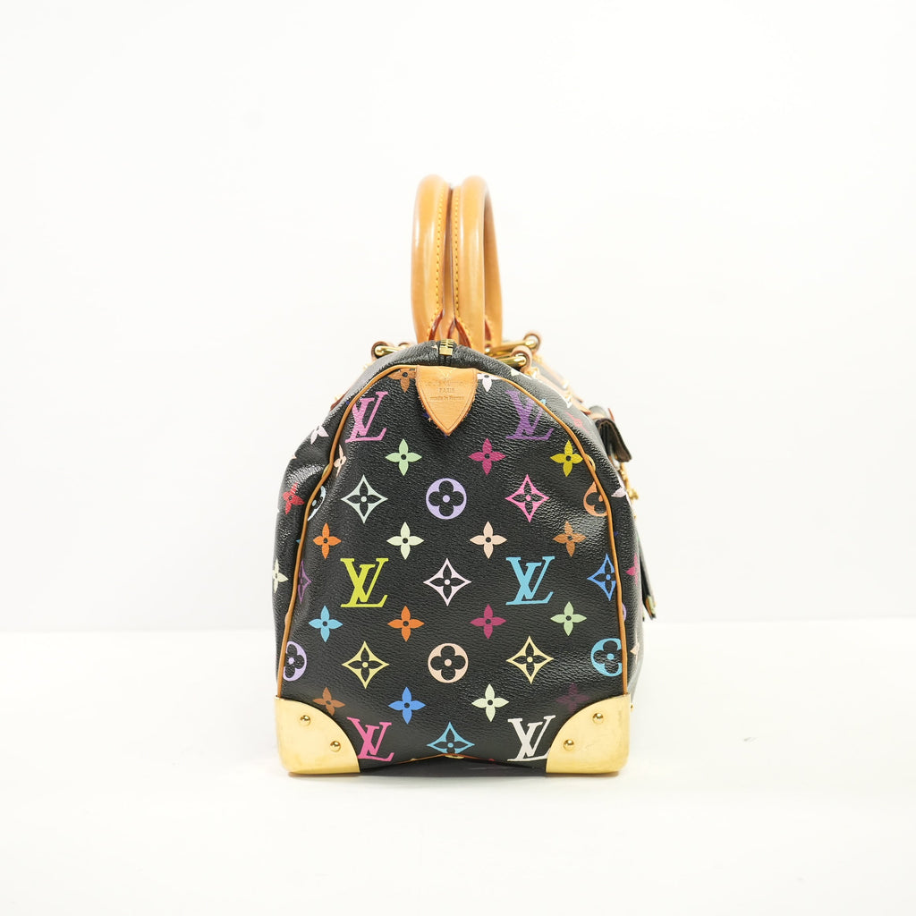 Louis Vuitton Monogram Black Multicolor Takashi  Murakami Speedy 30
