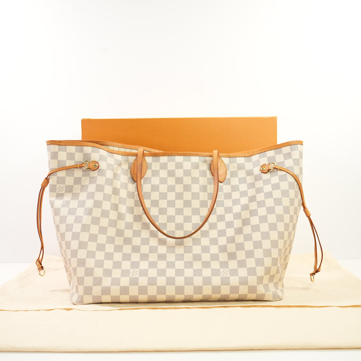 Louis Vuitton Damier Azur Neverfull Tote Bag (GM) (full set)