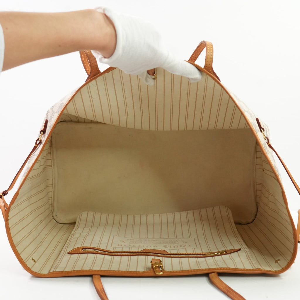 Louis Vuitton Damier Azur Neverfull Tote Bag (GM) (full set)
