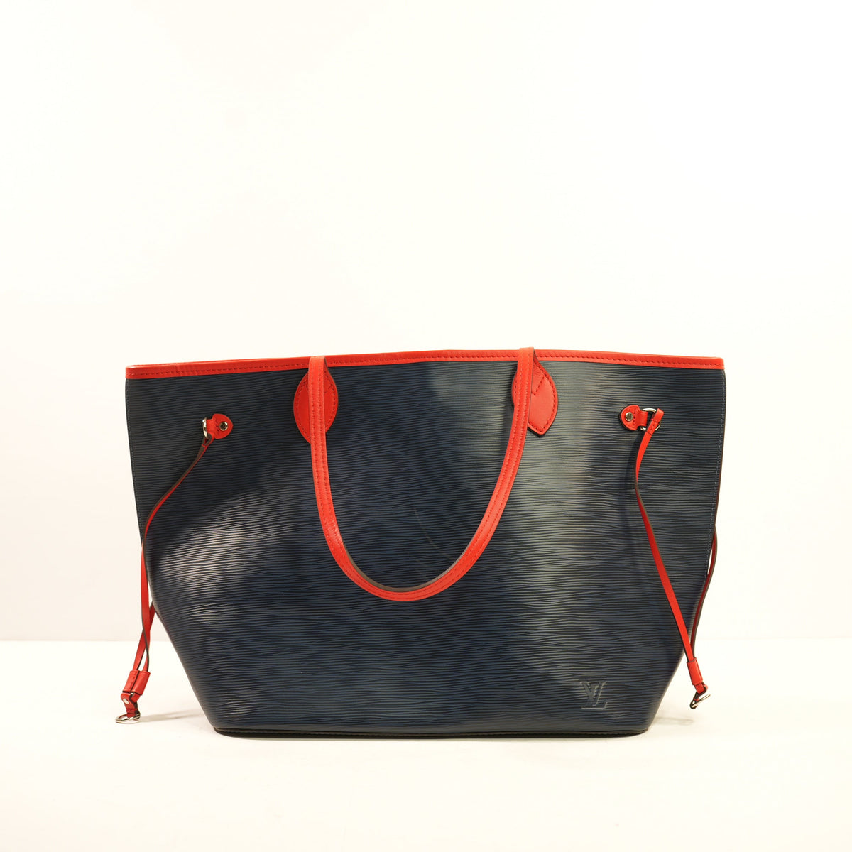 Louis Vuitton Neverfull MM Indigo Coquelicot Tote in Blue Epi Leather with Red Trim