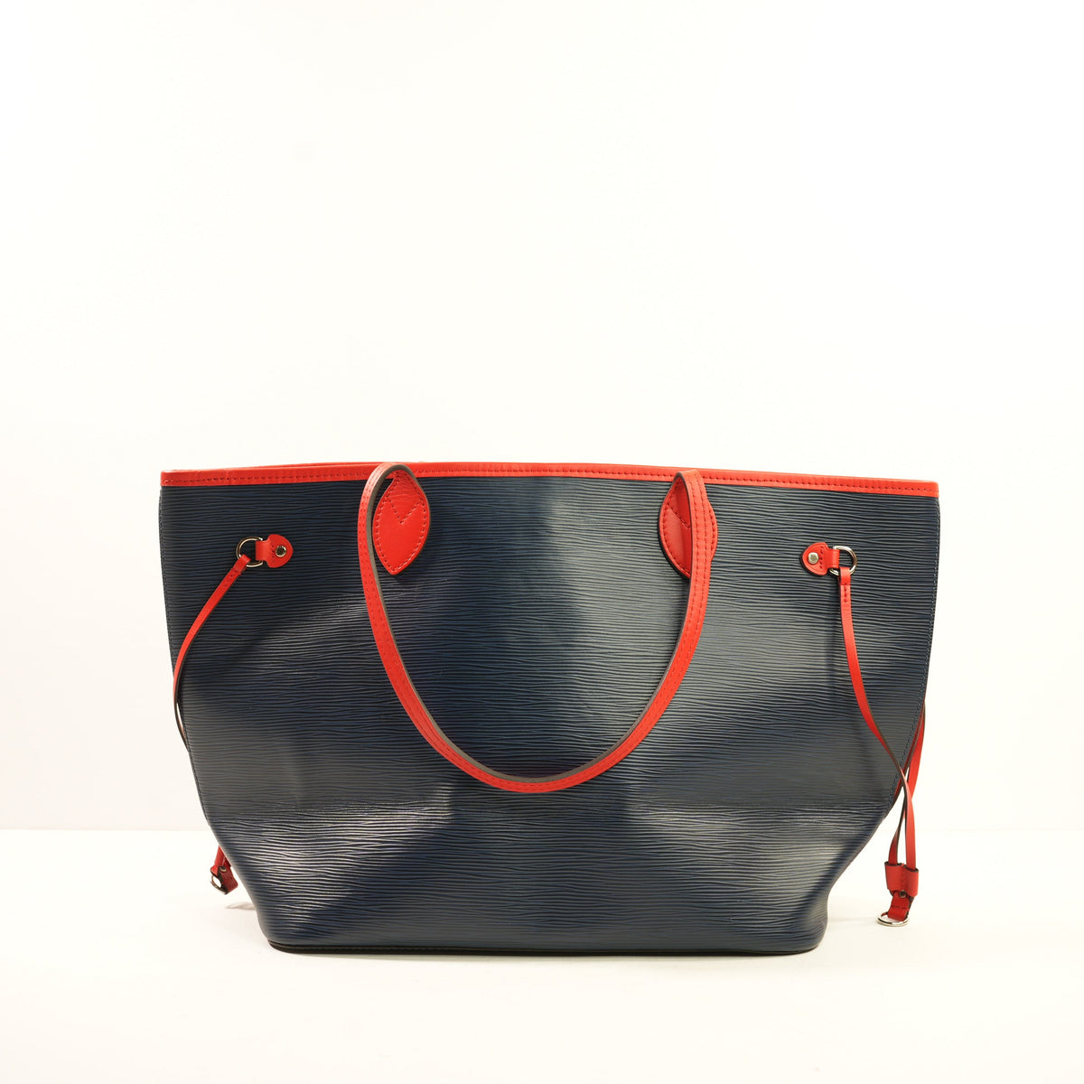 Louis Vuitton Neverfull MM Indigo Coquelicot Tote in Blue Epi Leather with Red Trim