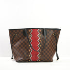 Louis Vuitton Damier Ebene Karakoram Neverfull MM with a Striking Red-and-White Zigzig