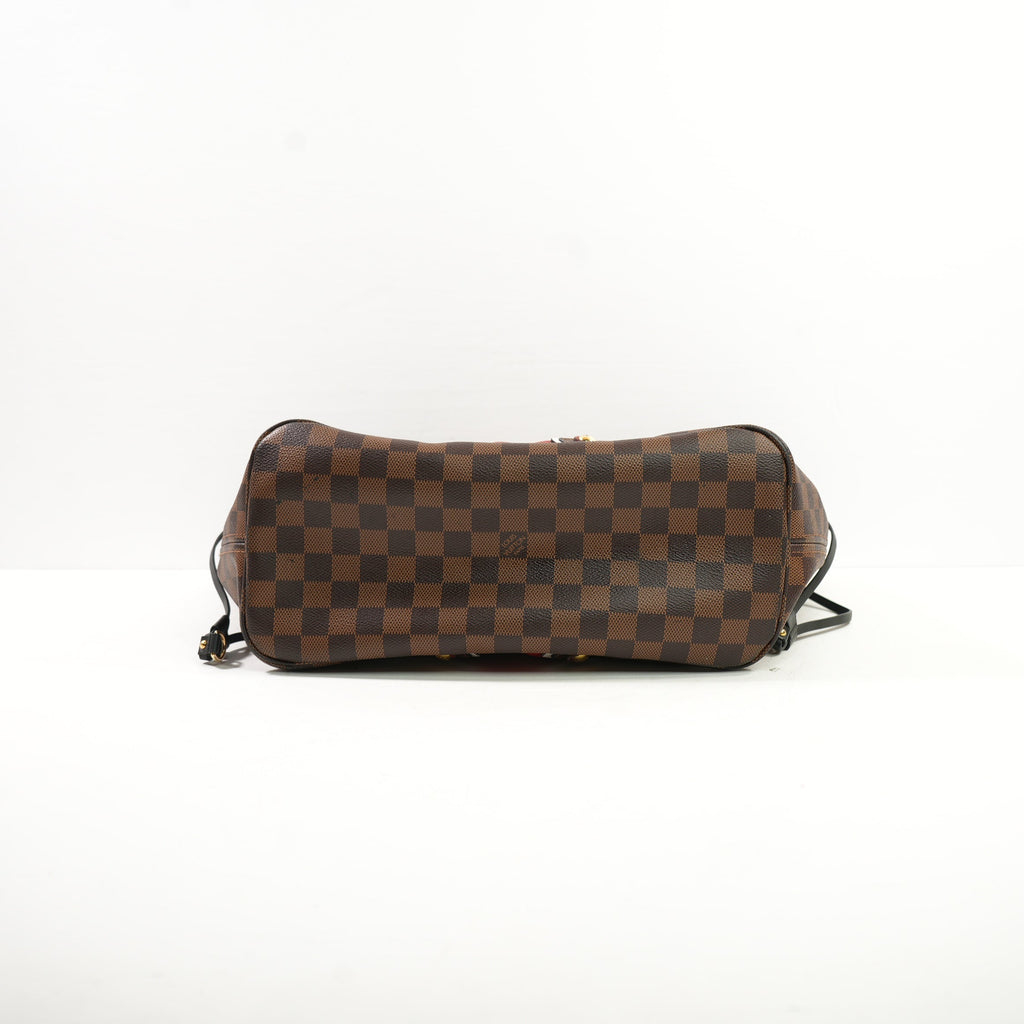 Louis Vuitton Damier Ebene Karakoram Neverfull MM with a Striking Red-and-White Zigzig