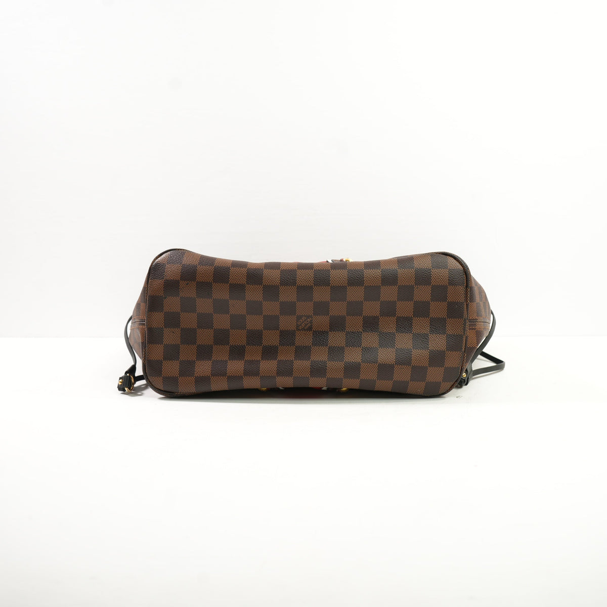 Louis Vuitton Damier Ebene Karakoram Neverfull MM with a Striking Red-and-White Zigzig