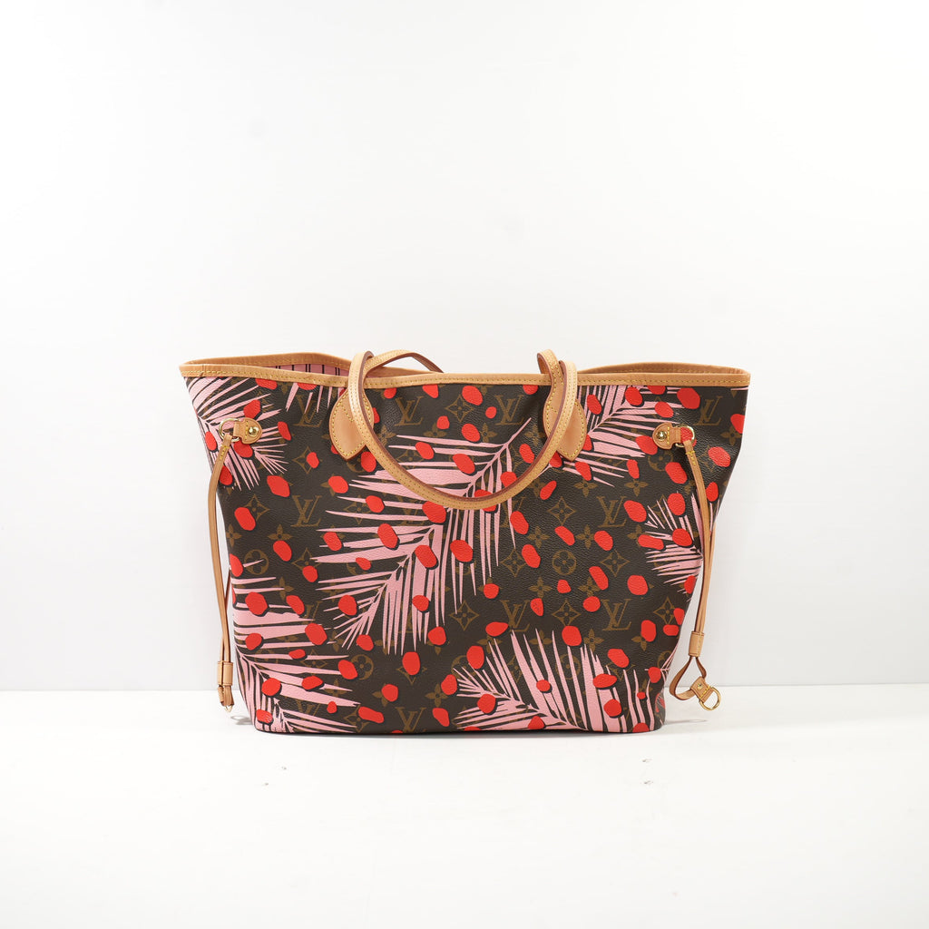 Louis Vuitton Monogram Jungle Dots Neverfull MM in Sugar Pink Poppy/ Palm print (limited 2016 collection)