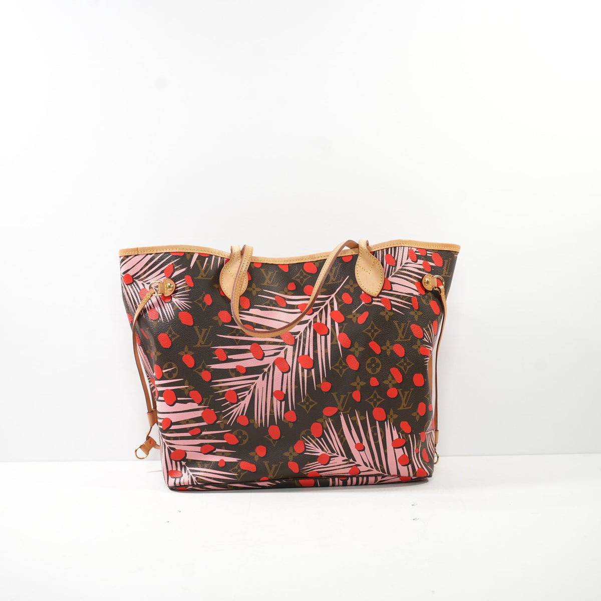 Louis Vuitton Monogram Jungle Dots Neverfull MM in Sugar Pink Poppy/ Palm print (limited 2016 collection)