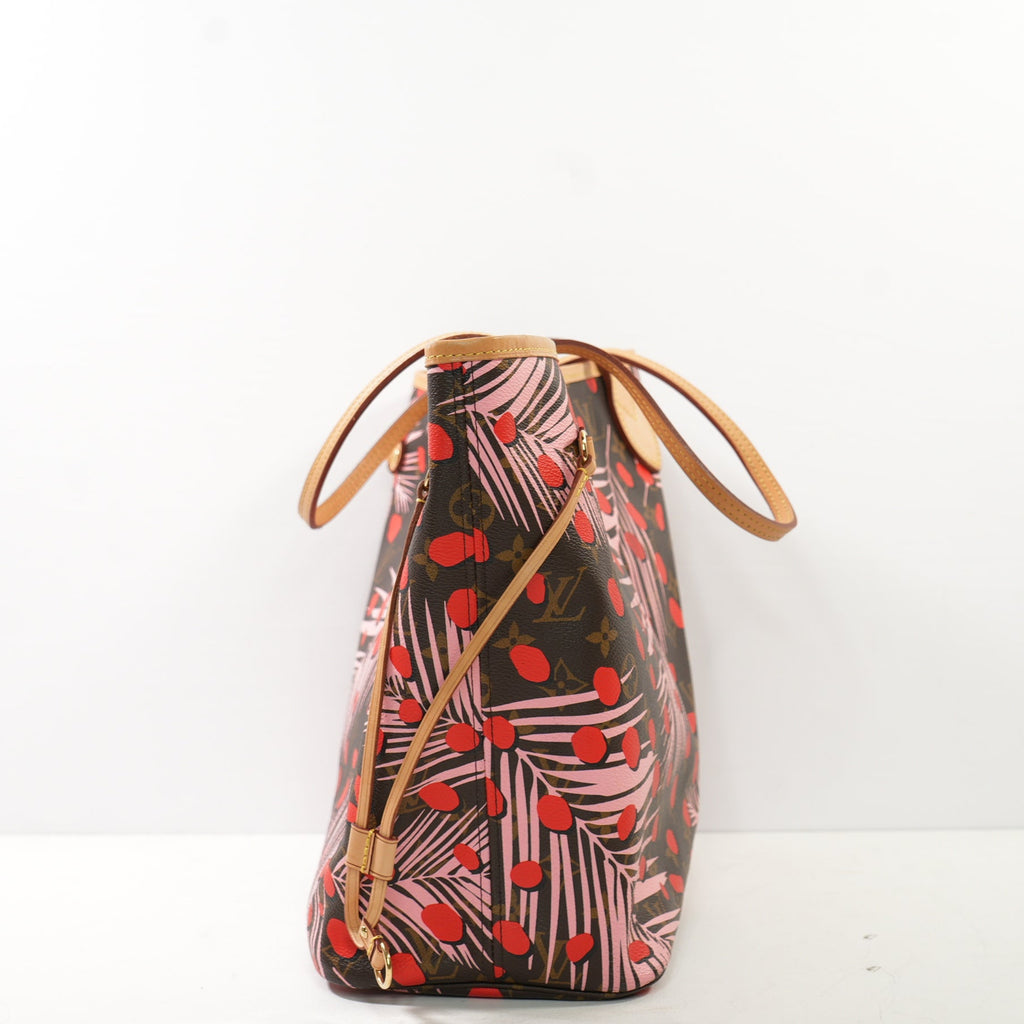 Louis Vuitton Monogram Jungle Dots Neverfull MM in Sugar Pink Poppy/ Palm print (limited 2016 collection)
