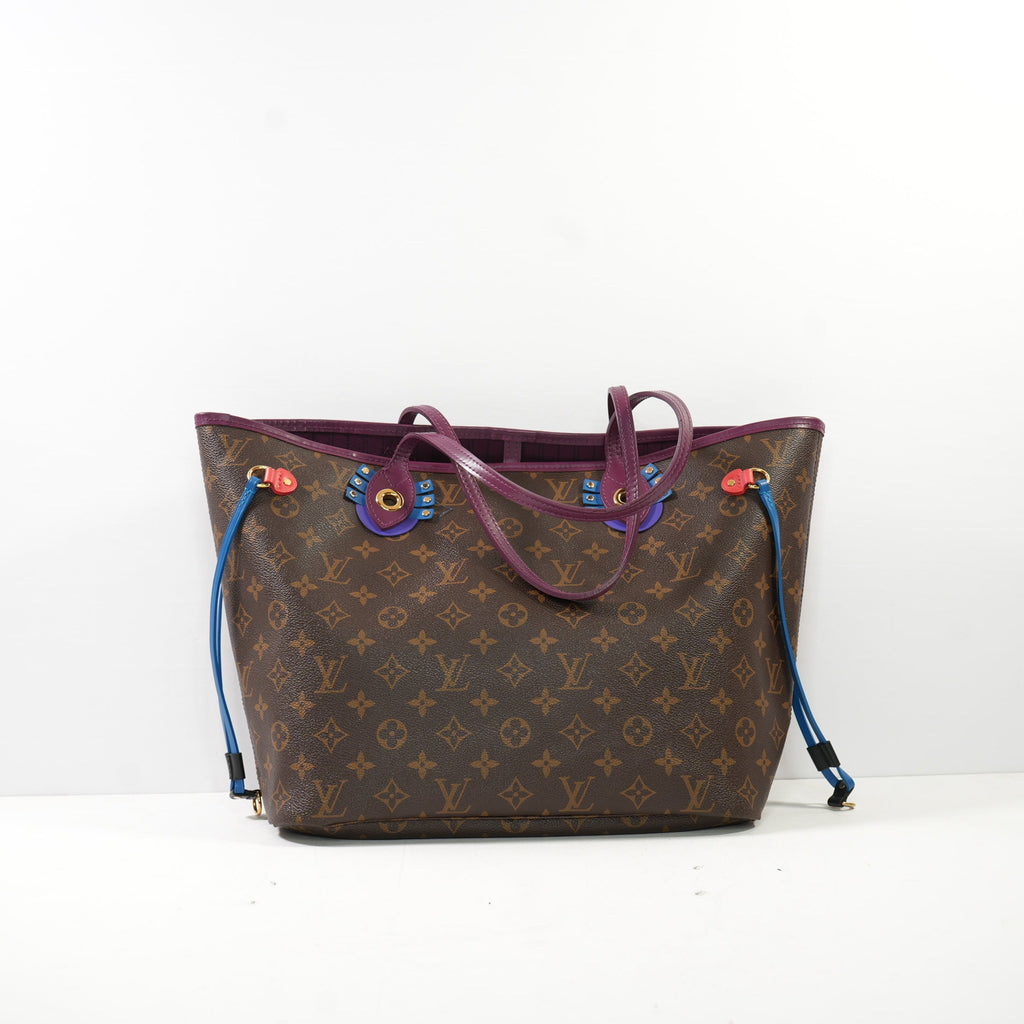 Louis Vuitton Monogram Totem Neverfull MM In Brown Monogram With Colorful Leather Patches Near Handles