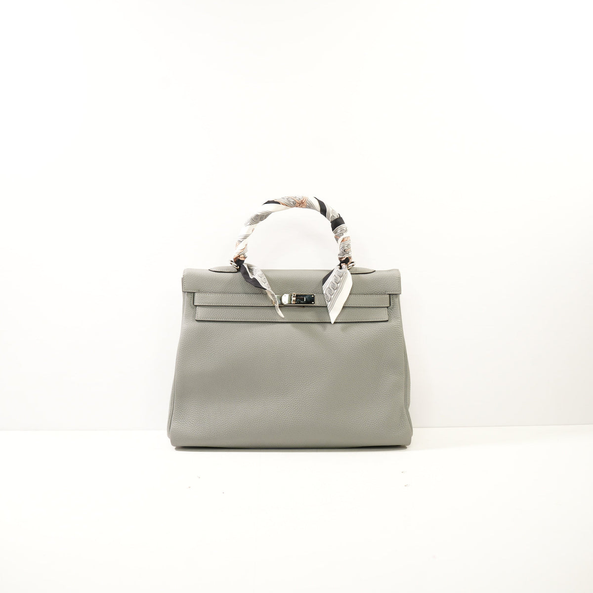 Hermes Gris Mouette Kelly 35 Retourne (Dustbag,Lock,Strap)