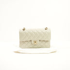Chanel Quilted Caviar Leather Grey Double Flap Bag With Dust Bag