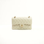 Chanel Quilted Caviar Leather Grey Double Flap Bag With Dust Bag