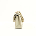Chanel Quilted Caviar Leather Grey Double Flap Bag With Dust Bag