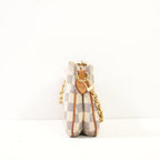 Louis Vuitton Small Damier Azur Pochette W/Gold Chain Strap