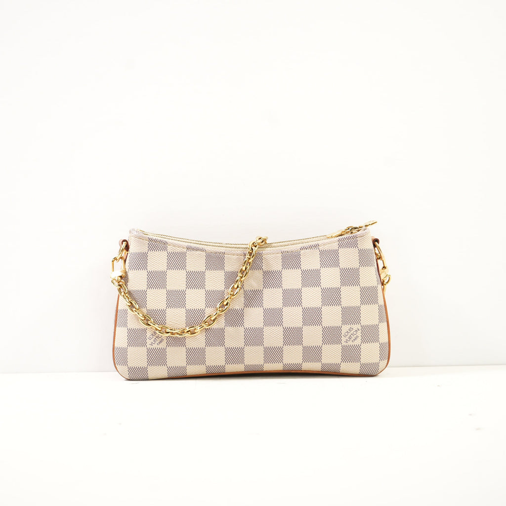 Louis Vuitton Small Damier Azur Pochette W/Gold Chain Strap