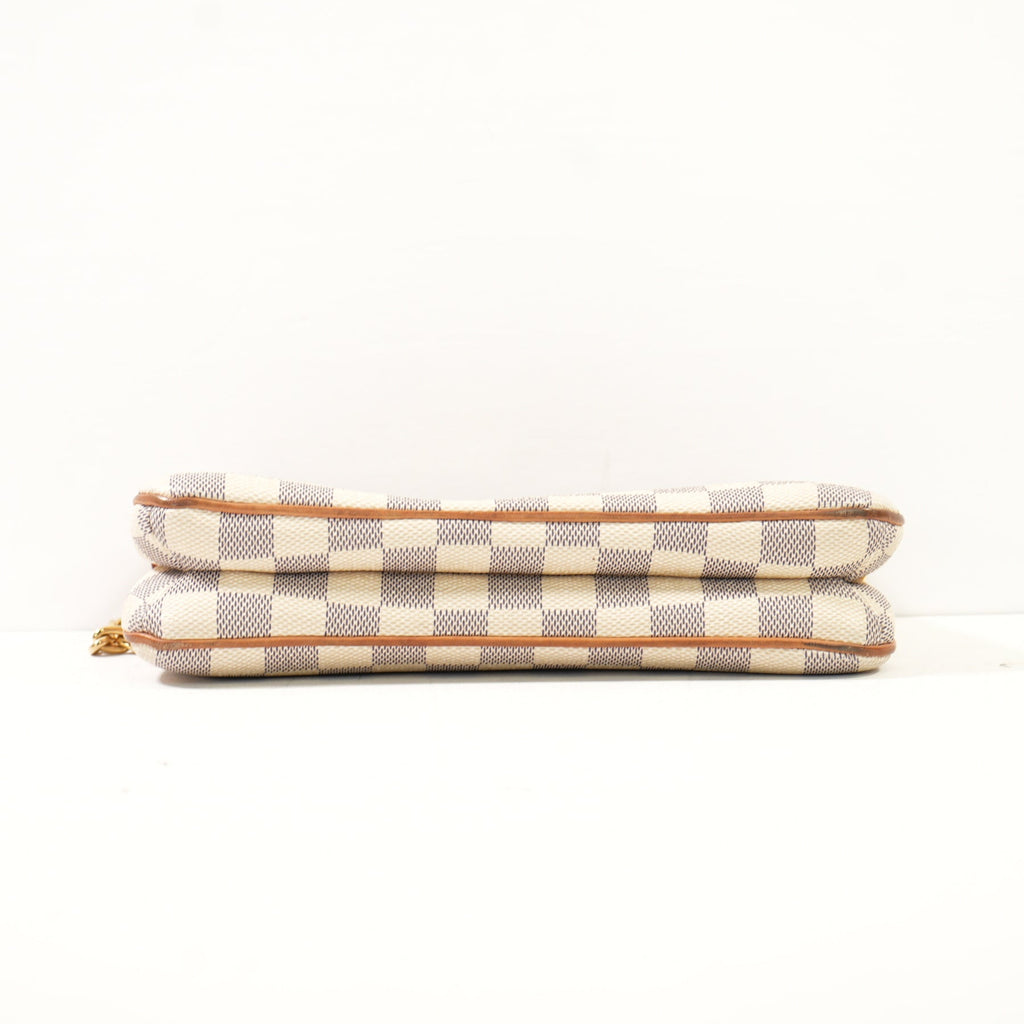 Louis Vuitton Small Damier Azur Pochette W/Gold Chain Strap