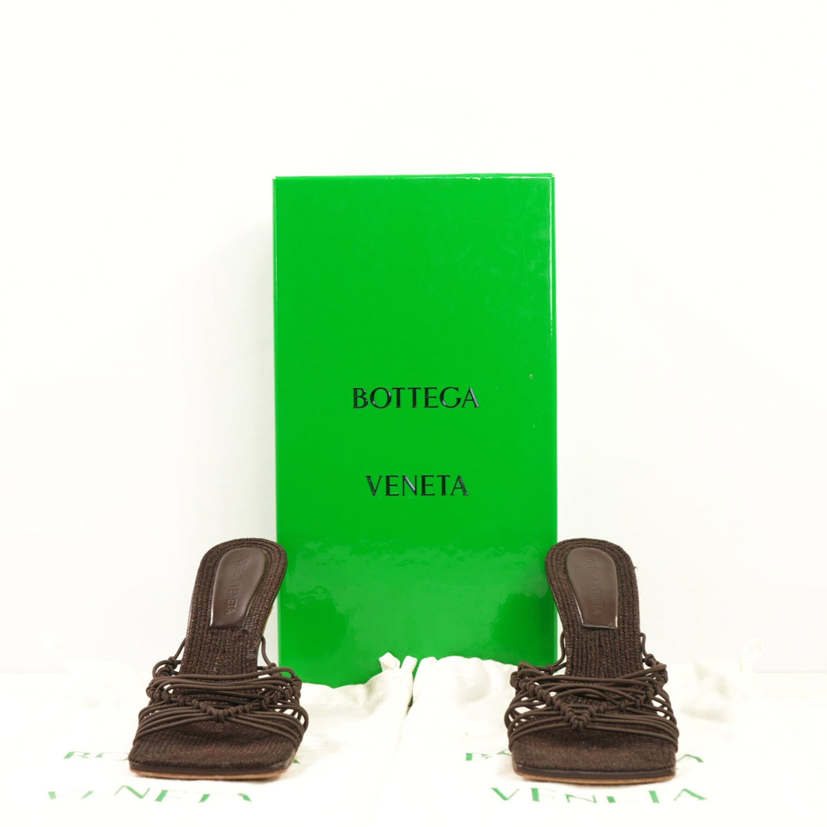 Bottega Veneta Brown Knotted Stretch Mues In A Square Open Toe (36 1/2) (Full Set)
