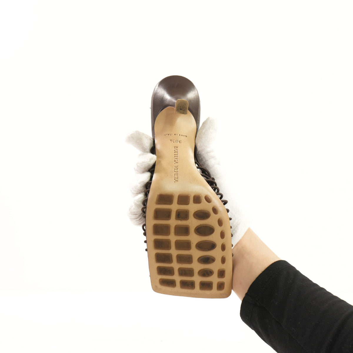 Bottega Veneta Brown Knotted Stretch Mues In A Square Open Toe (36 1/2) (Full Set)