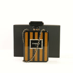 Chanel Glitter Plexiglass Perfume Bottle Minaudiere in Black/Gold Colorway, Full Set
