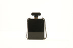 Chanel Glitter Plexiglass Perfume Bottle Minaudiere in Black/Gold Colorway, Full Set