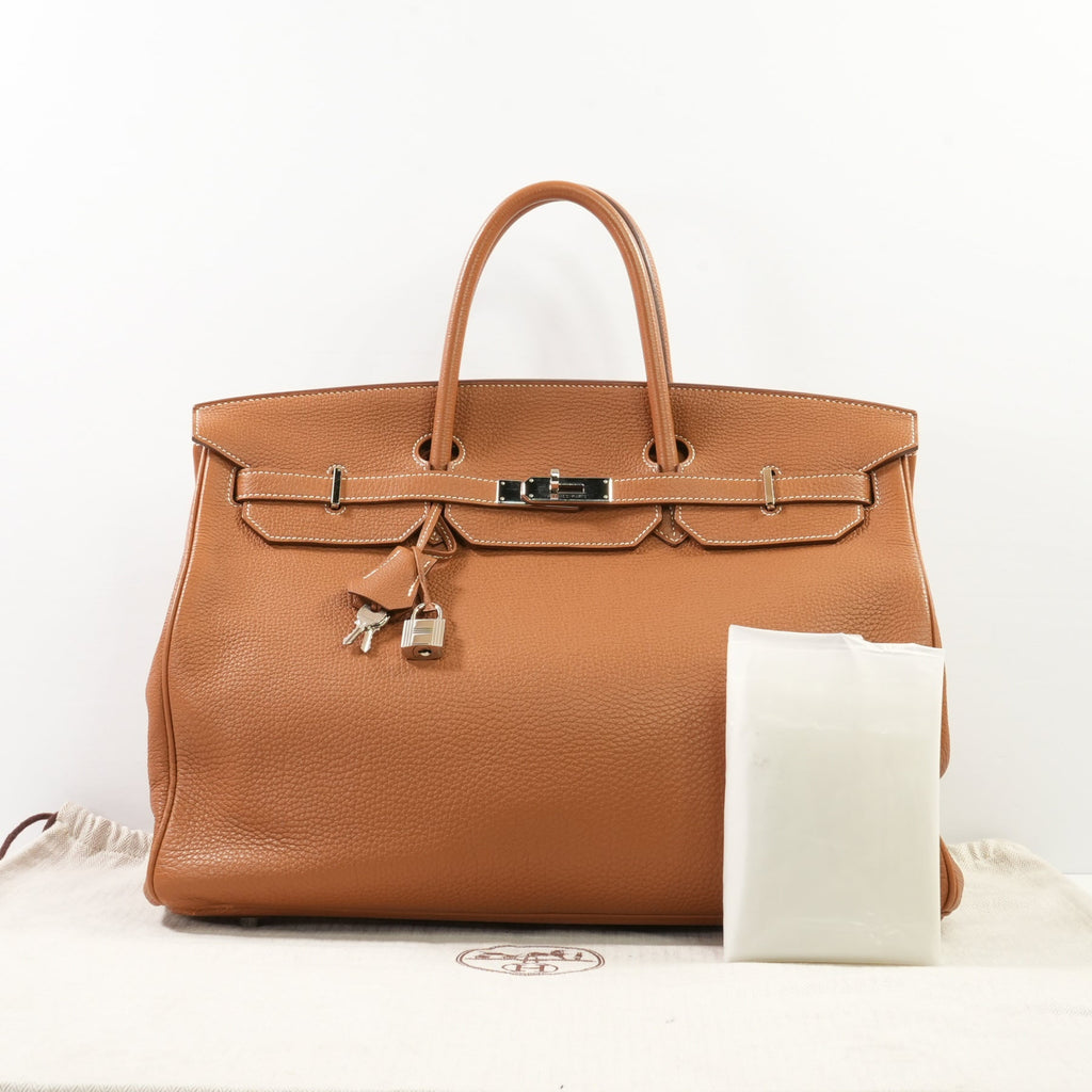 Hermes Brown Togo Leather Birkin 40 (2011) Brown (Dustbag, Rain Coat)